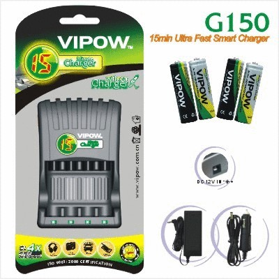 Vipow akulaadija G150 + 4x 2300mAh AA