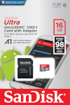 SanDisk mälukaart microSDHC Ultra 16GB 98MB/s A1 + adapter