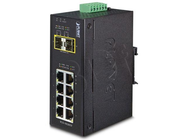 Planet switch IGS-1020TF (8-PORT 1000BASE-T + 2-PORT 1000BASE-X SFP, industrial DIN RAIL))