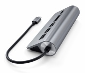 Satechi USB-C jagaja+mälukaardilugeja Aluminum USB Hub+Card Reader Space Gray, hall