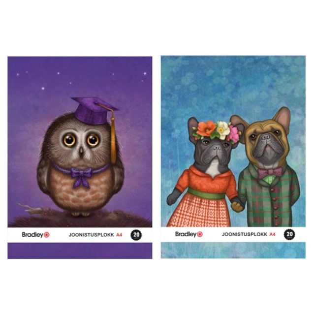 Bradley Joonistusplokk A4, 20 lehte 160g Lucky Laika