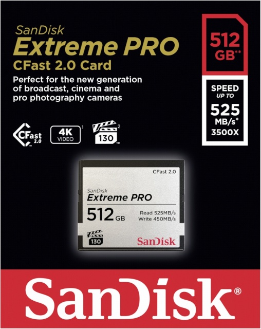 SanDisk mälukaart CFast 2.0 VPG130 512GB Extreme Pro