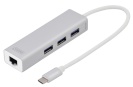 Digitus usb-jagaja USB Type C 3.0 Hub with Gigabit Ethernet