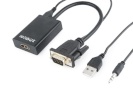 Gembird adapter/konverter VGA -> HDMI Z AUDIO, must, 0.15M
