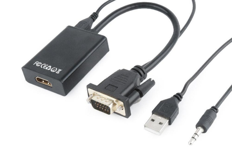 Gembird adapter/konverter VGA -> HDMI Z AUDIO, must, 0.15M