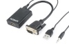 Gembird adapter/konverter VGA -> HDMI Z AUDIO, must, 0.15M