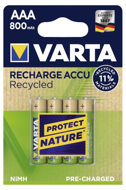 Varta akud 1x4 RECHARGE Recycled 800mAh AAA Micro NiMH
