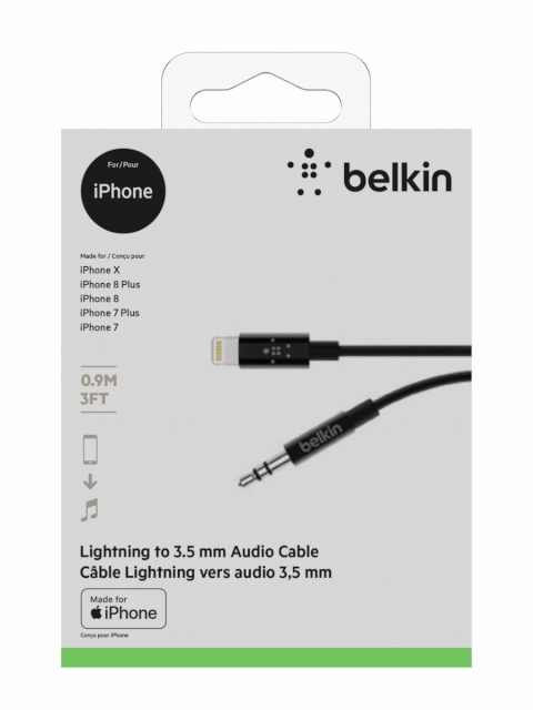 Belkin laadimiskaabel MIXIT Lightning to 3,5mm AUX cable 0,9m AV10172bt03-BLK