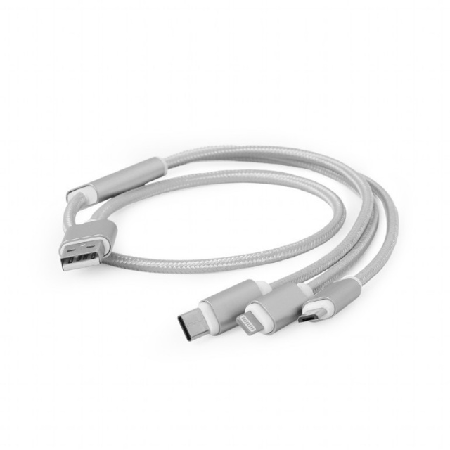 Gembird kaabel USB 3-in-1 Charging Cable / 1m / hõbedane