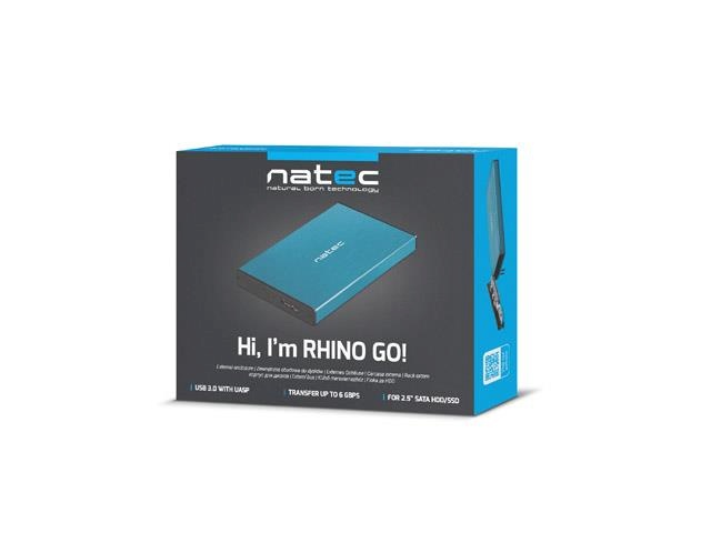 NATEC kettaboks external enclosure RHINO GO for 2.5" SATA, USB 3.0, sinine