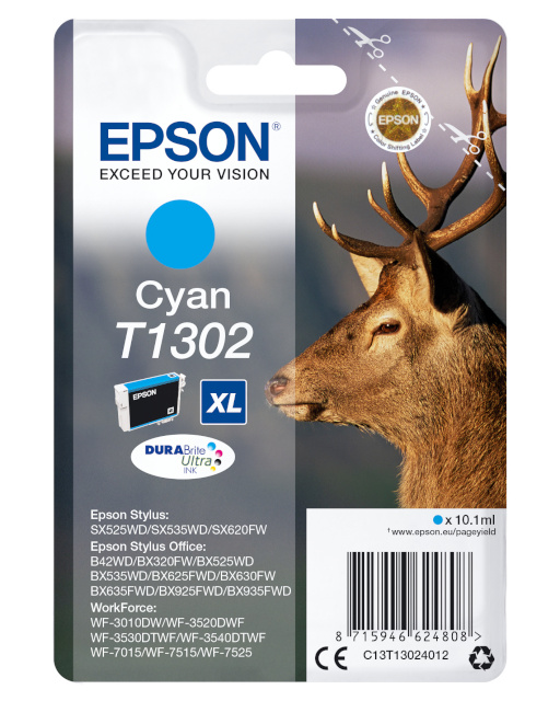 Epson DURABrite Ultra Ink T1302 Cartrigde, Cyan
