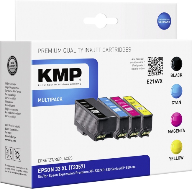KMP tindikassett E216VX Multipack BK/PBK/CMY asendustoode: T 3357 XL