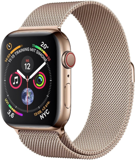 Apple Watch Series 4 GPS + Cellular 44mm Gold Stainless Steel Case with Gold Milanese Loop