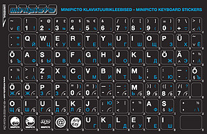 Minipicto klaviatuurikleebis KB-UNI-EE02-BLK-BLUE EST/RUS, must/sinine