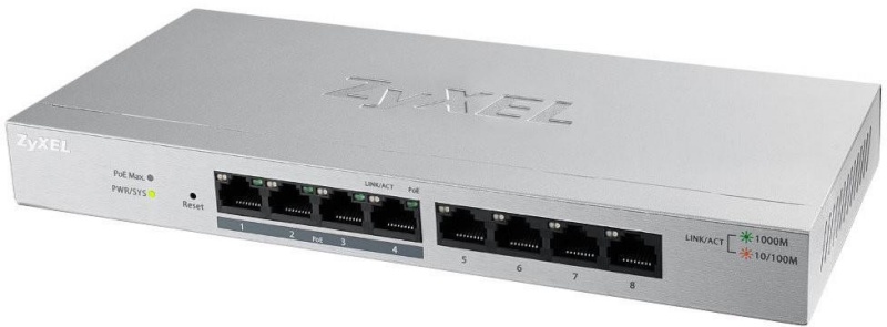 Zyxel switch GS1200-8HP V2 PoE+ webmanaged 4xPoE 60W