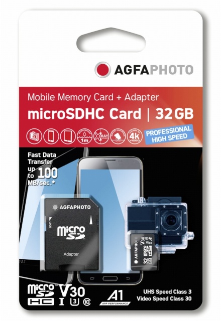 AgfaPhoto mälukaart microSDHC UHS I 32GB Prof. High Speed U3 V30 A1