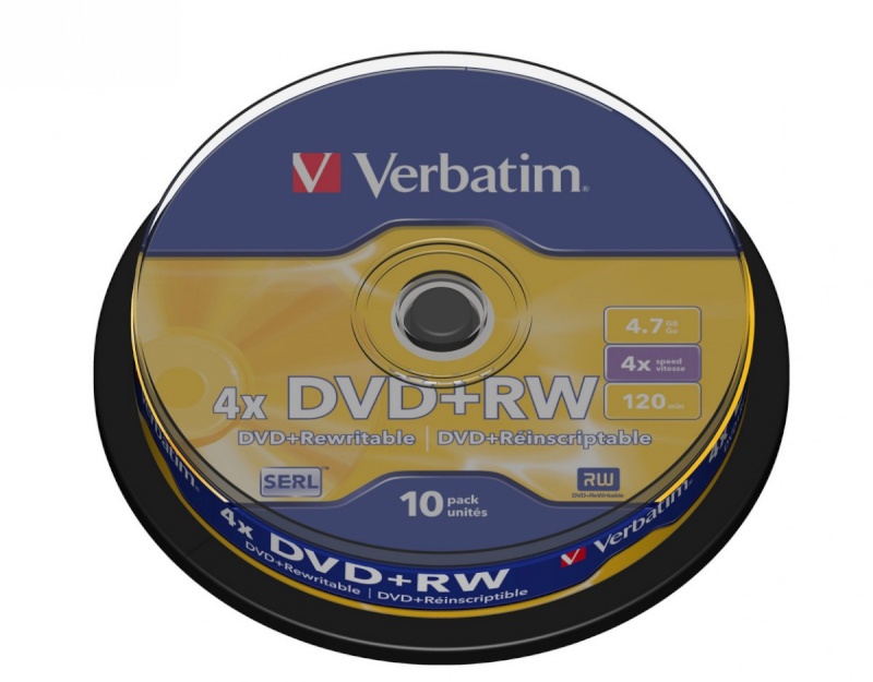 Verbatim toorikud DVD+RW 4x 4.7GB 10tk Cake Box 4348