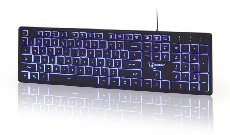 Gembird klaviatuur 3-color backlight multimedia Keyboard, must, US layout