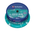 Verbatim toorikud DVD-RW 4x 4.7GB 25tk Cake Box Matt hõbedane 43639