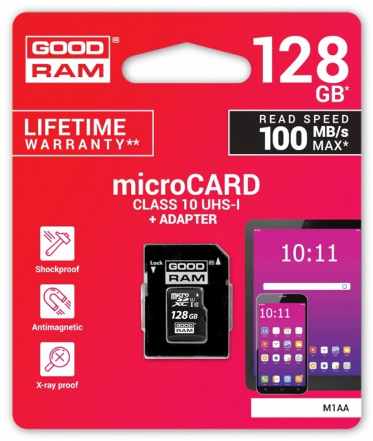 Goodram mälukaart Memory card microSDXC 128GB CL10 UHS-I + adapter