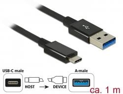 Delock kaabel USB Type-C male > USB Type-A male; 1 m coaxial must Premium