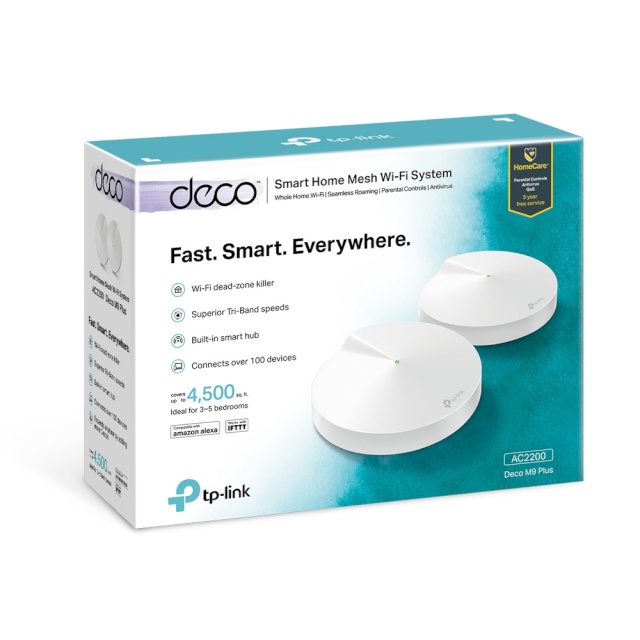 TP-Link ruuter Deco M9 Plus AC2200 Tri-Band Mesh WiFi system, 2-pack,MU-MIMO, Antivirus