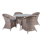 H4Y aiamööbli komplekt SIENA, laud ja 4 tooli, alumiiniumraam plastikpunutisega, värvus: hall