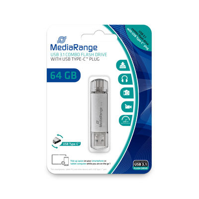 Mediarange mälupulk USB Stick 64 GB MediaRange USB 3.1 combo with USB Type-C