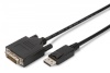 Assmann videokaabel Adapter DisplayPort with snap 1080p 60Hz FHD Type DP / DVI-D (24 + 1) M / M 3m