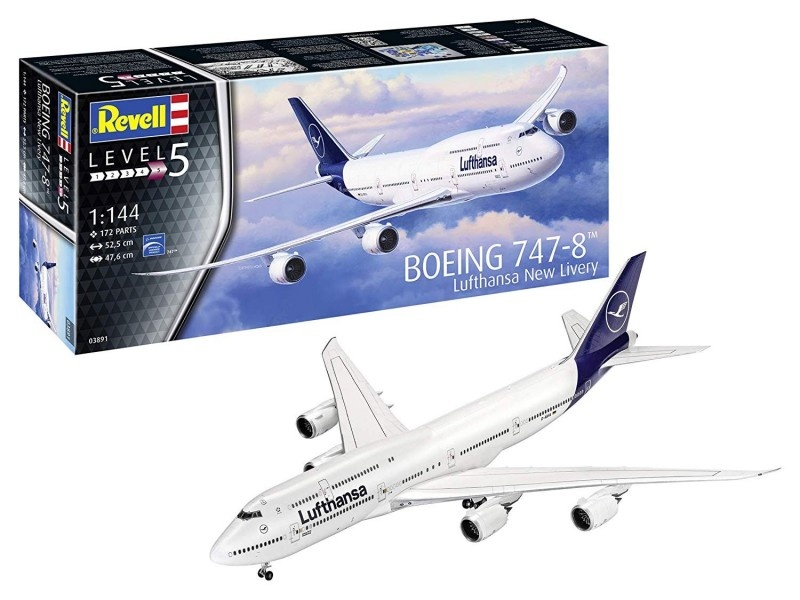 Revell liimitav mudel Plastic Model Boeing 747-8 Lufthansa New