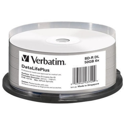 Verbatim toorikud BD-R Blu-Ray 50GB 6x Speed, printable Cakebox (25tk)