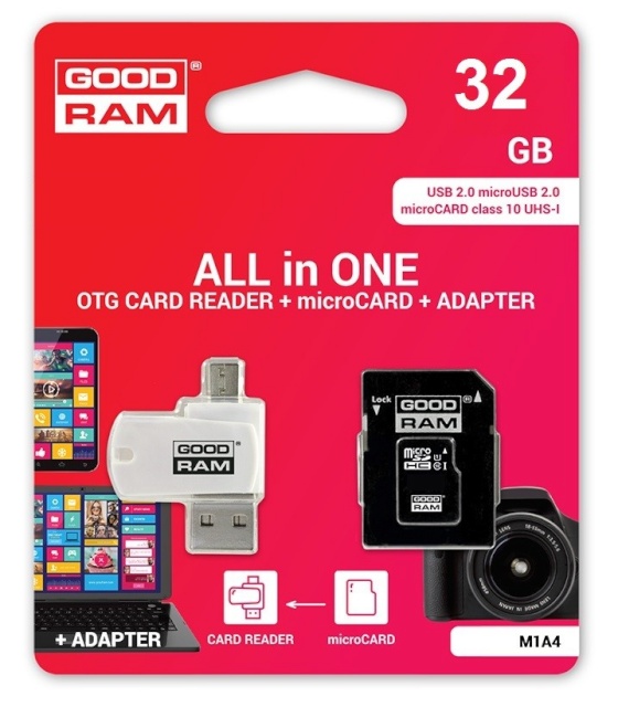 Goodram mälukaart microSDHC 32GB CL10 + adapter + lugeja