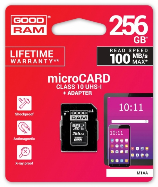 Goodram mälukaart microSDXC 256GB CL10 UHS-I + adapter