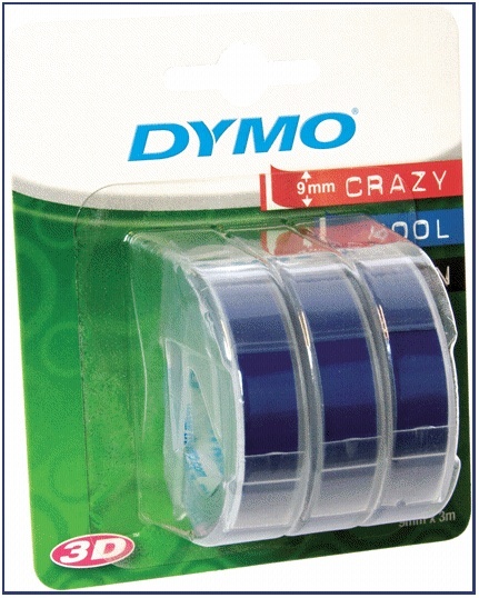 Dymo etikett 3D Label Tape 9mm 3m Glossy, 3-pakk sinine