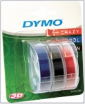 Dymo etiketilint 3D Label Tape 9mm 3m Glossy, 3-pakk must/punane/sinine