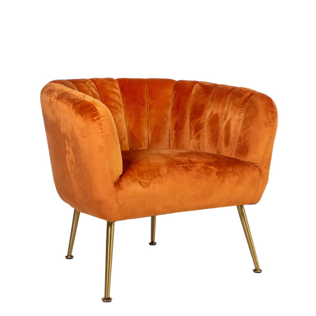 H4Y Tugitool TUCKER 78x71xH69cm, kattematerjal: sametkangas, värvus: ookerpunane, jalad: kuldseks värvitud roostevaba teras