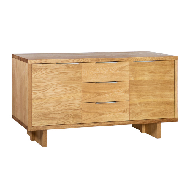 H4Y kummut LISBON 2-ukse ja 3-sahtliga 180x45xH82cm, materjal: naturaalse tammespooniga mööbliplaat