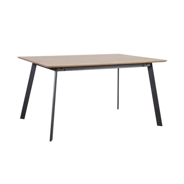 H4Y söögilaud HELENA 160x90xH75cm, lauaplaat: naturaalse tammespooniga MDF, viimistlus: lakitud, mustad metallist jalad