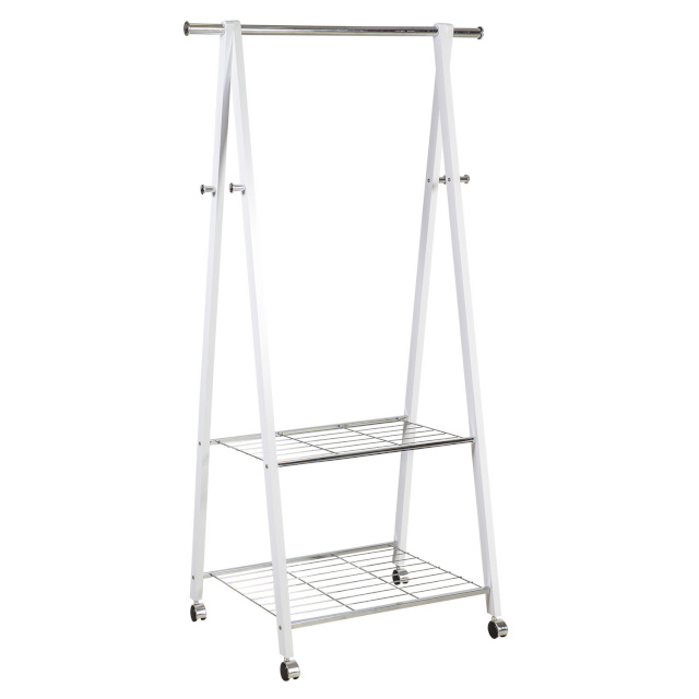 H4Y stange FOREST 2-riiuli ja 4-nagiga 85x52xH152cm, materjal: männipuit / teras, värvus: valge / kroom