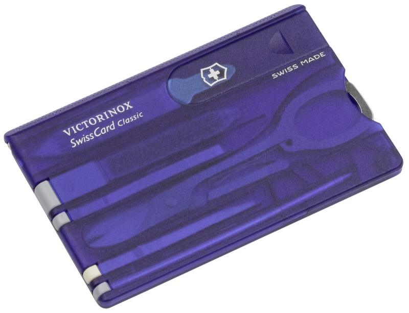Victorinox taskunuga SwissCard Classic (0.7122.T2), sinine läbipaistev
