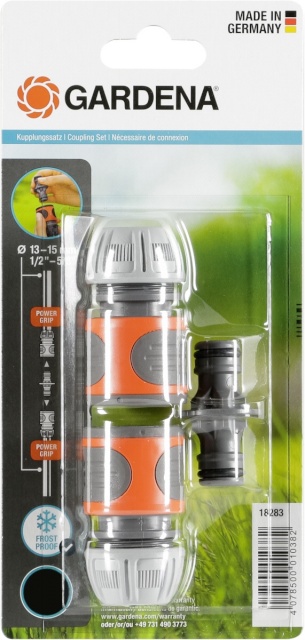Gardena voolikuotsik Coupling Set for 13mm (1/2") and 15mm (5/8") Hoses, hall/oranž