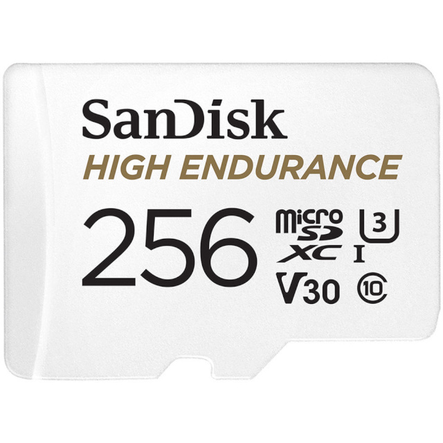 SanDisk mälukaart microSDXC High Endurance 256GB Class 10 U3, V30 + adapter