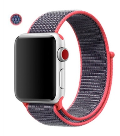 Randmerihm Nylon Sport Loop (Apple Watch) roosa/must, 42mm/44mm
