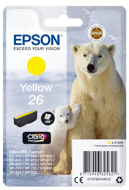 Epson tindikassett kollane Claria Premium T261 T2614