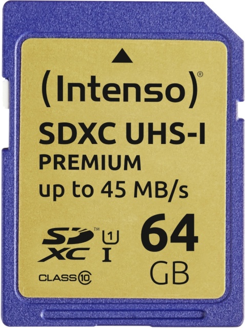 Intenso mälukaart SDXC 64GB Class 10 UHS-I Premium
