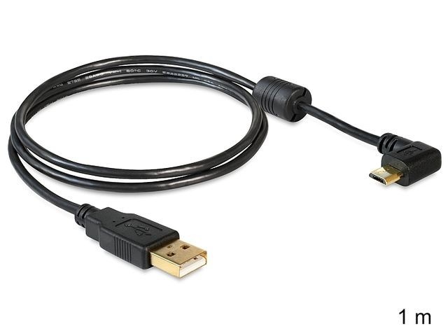 Delock kaabel microUSB Cable AM-MBM5P angle left / right 1m