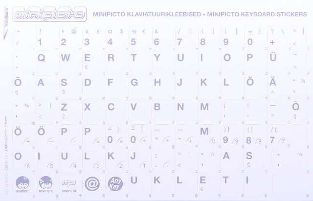 Minipicto klaviatuurikleebis KB-UNI-EE01-WHTLTGRY valge-hall