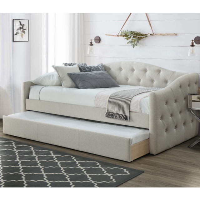 H4Y Voodi ATLANTA lahtikäiva lisamagamiskohaga, ilma madratsita, 90x200cm, kangaga kaetud korpus, värvus: hall