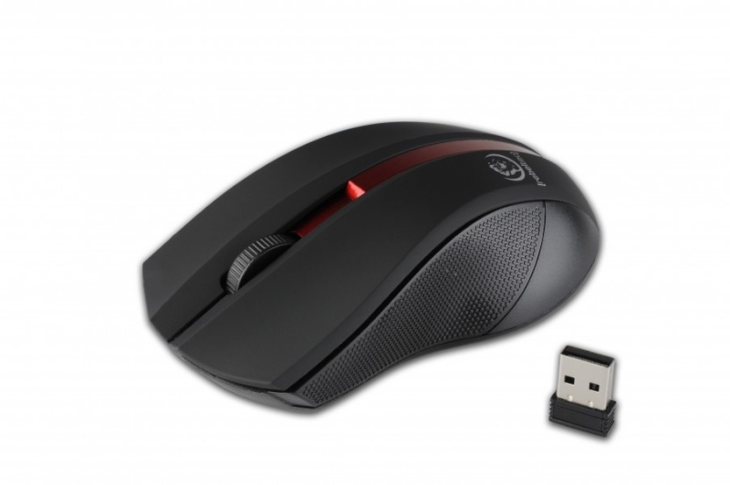 Rebeltec hiir GALAXY Wireless Mouse with Rubber Surface, must/punane