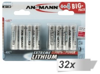 Ansmann patarei 32x 4+4 Extreme Lithium AA Mignon LR 6 Big Pack